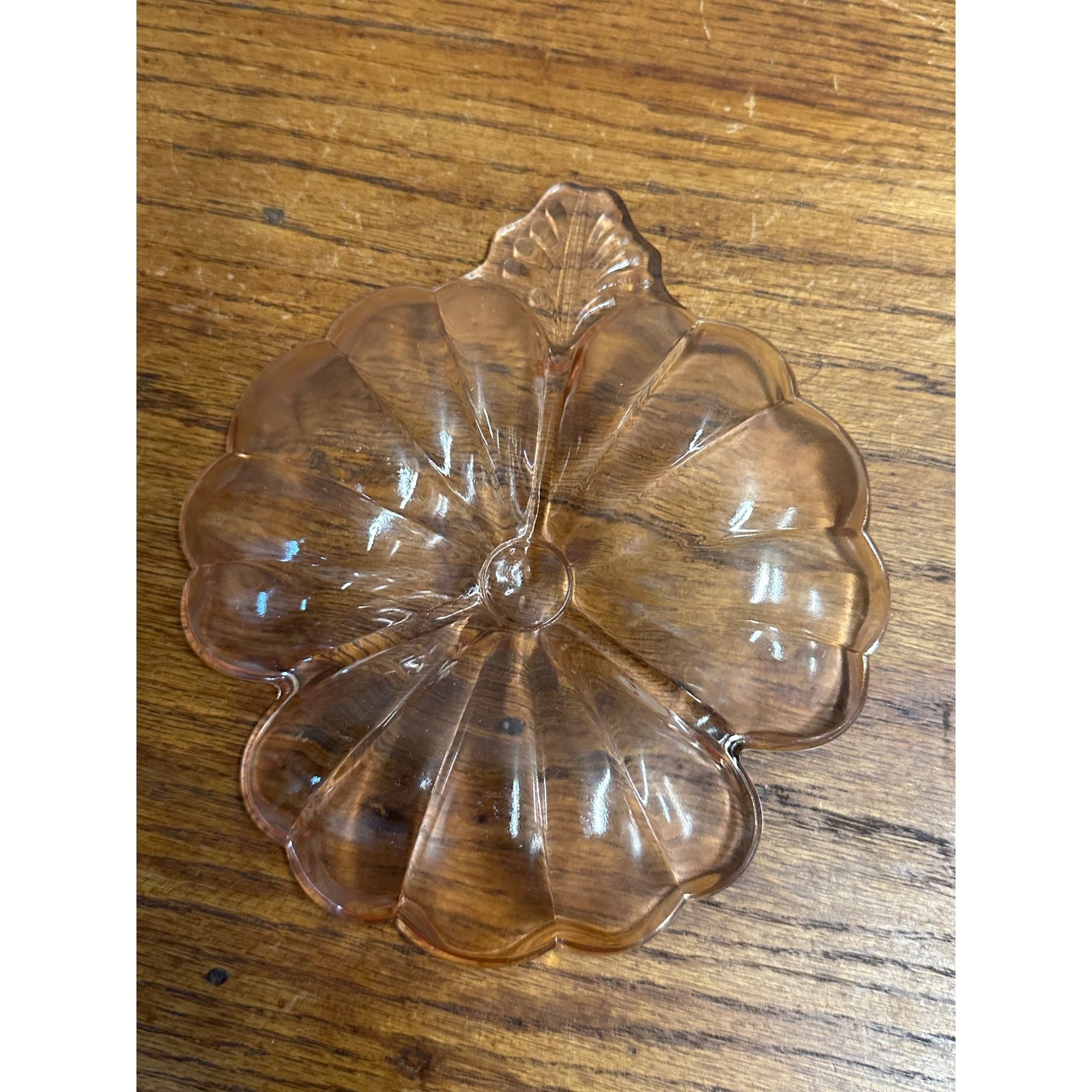 1930s Jeannette Doric Pink Depression Glass Divided Clover Shamrock Serving Dish