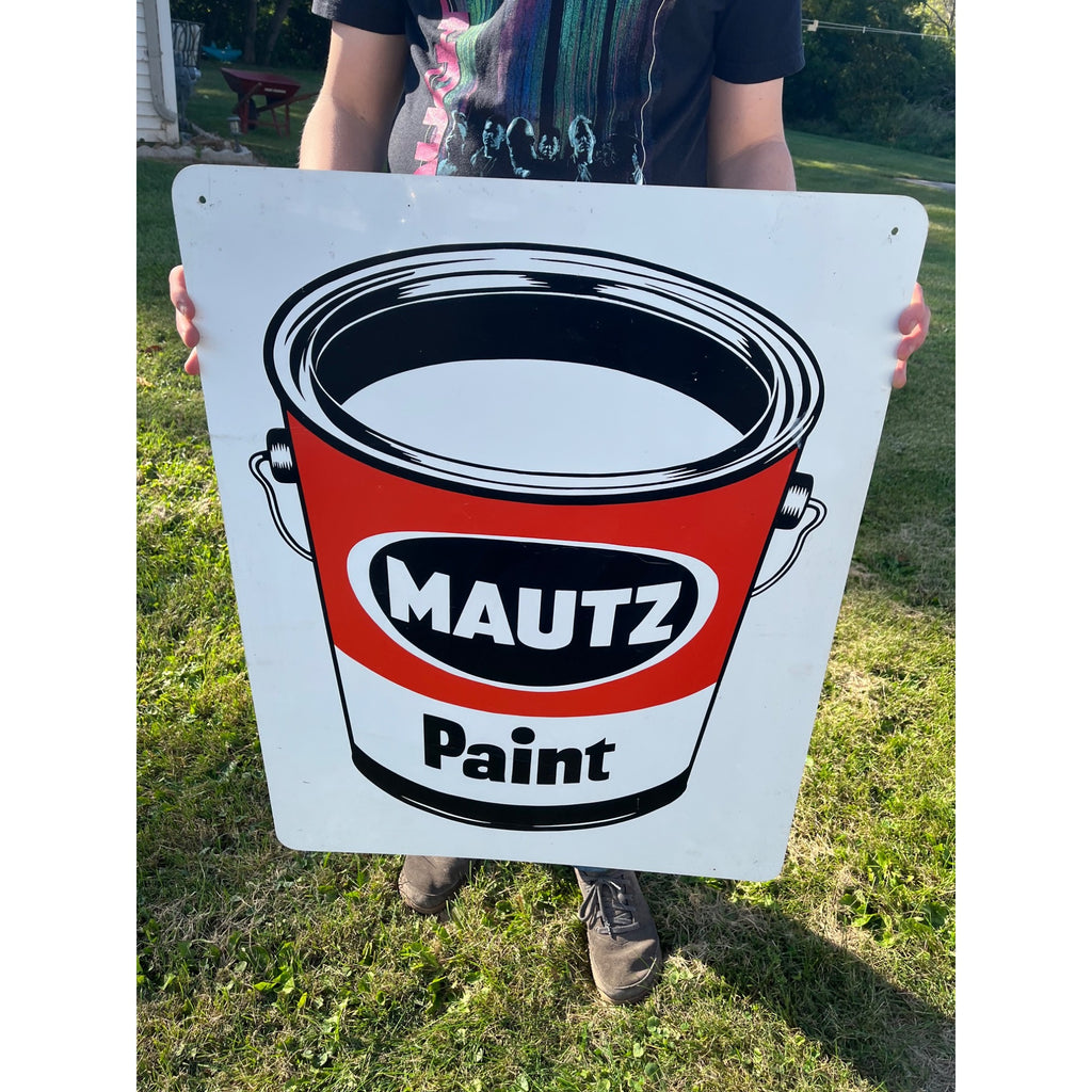Vintage Mautz Paint Tin Metal Advertising Store Display Sign