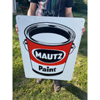 Vintage Mautz Paint Tin Metal Advertising Store Display Sign