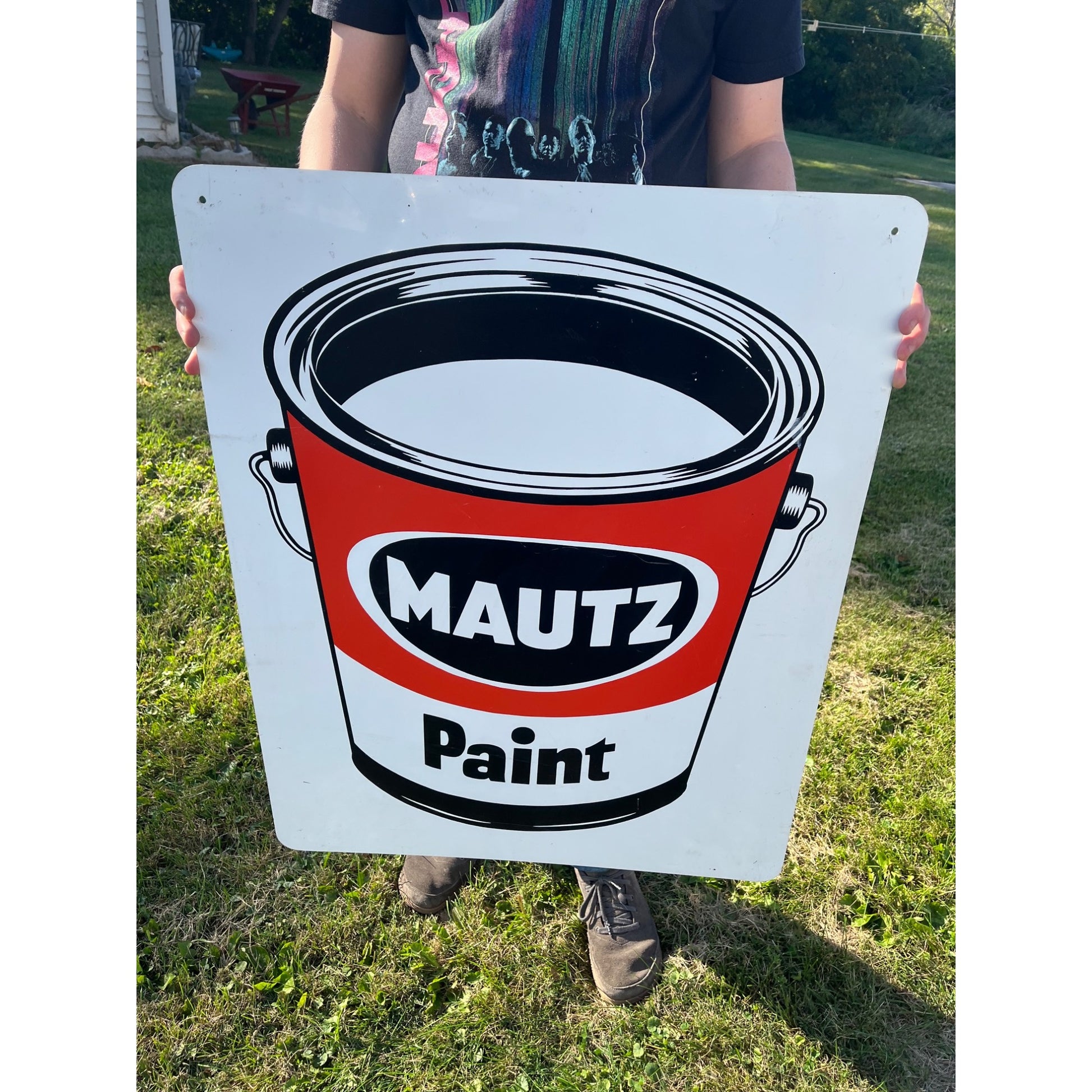 Vintage Mautz Paint Tin Metal Advertising Store Display Sign