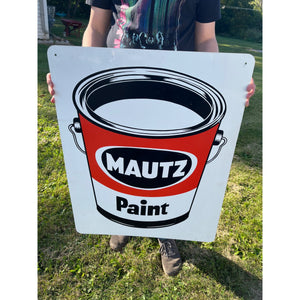 Vintage Mautz Paint Tin Metal Advertising Store Display Sign