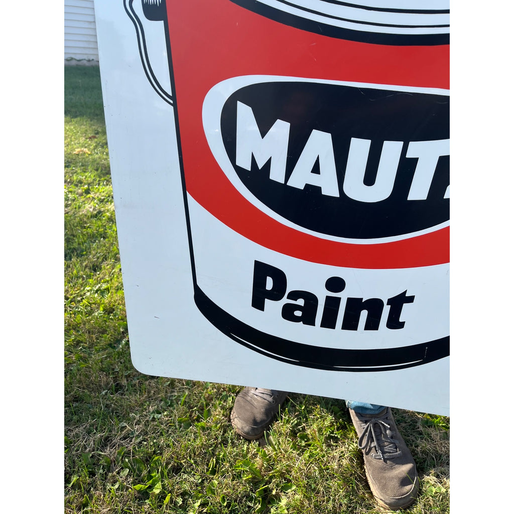 Vintage Mautz Paint Tin Metal Advertising Store Display Sign