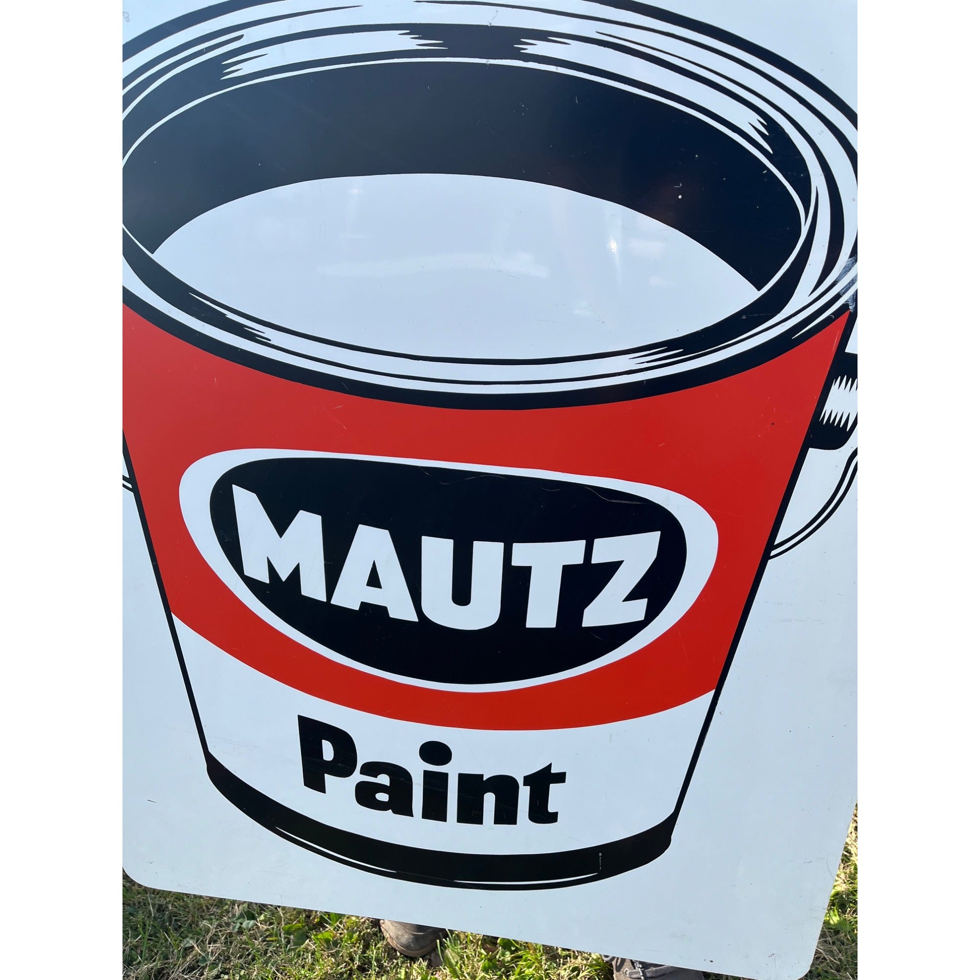 Vintage Mautz Paint Tin Metal Advertising Store Display Sign