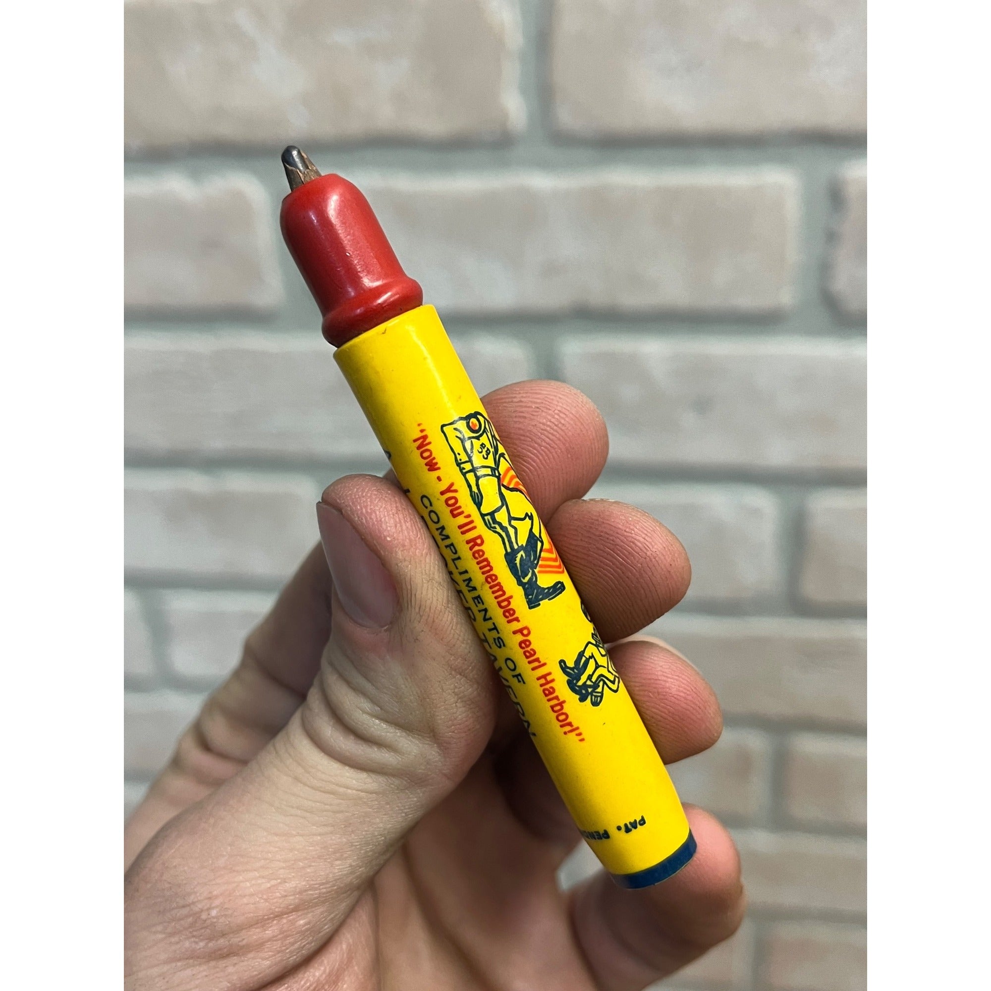 Vintage Zittau Wis Tavern Bullet Pencil WWII Patriotic Uncle Fighting Sam Hitler