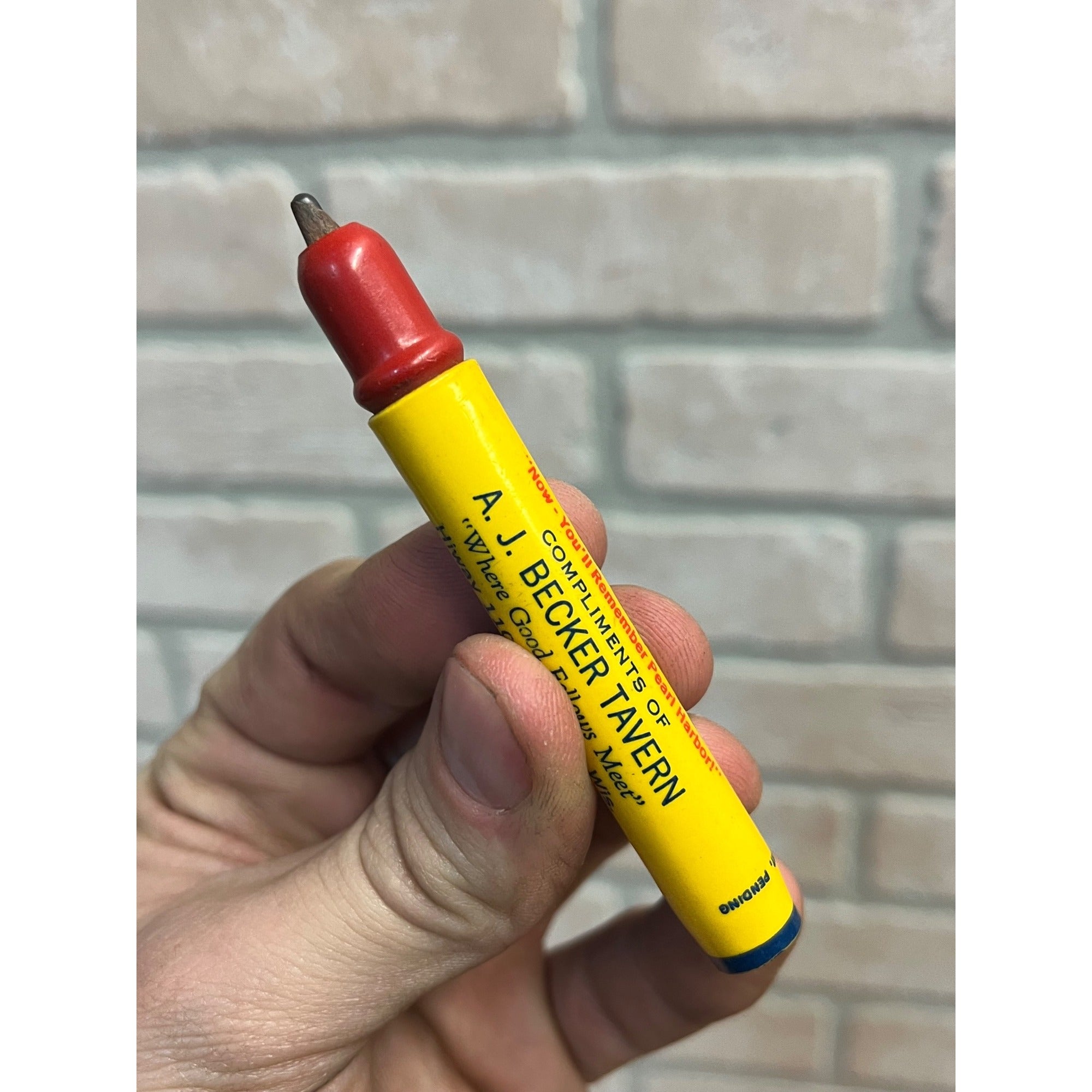 Vintage Zittau Wis Tavern Bullet Pencil WWII Patriotic Uncle Fighting Sam Hitler