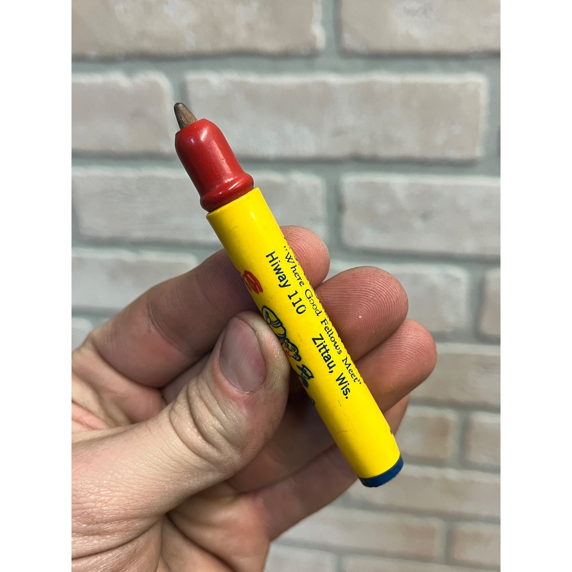 Vintage Zittau Wis Tavern Bullet Pencil WWII Patriotic Uncle Fighting Sam Hitler