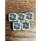 Vintage Poker Game Dice Six-Sided White Dice Five Total Queen Jack King Spade