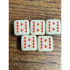 Vintage Poker Game Dice Six-Sided White Dice Five Total Queen Jack King Spade