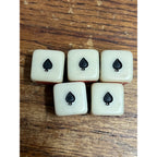 Vintage Poker Game Dice Six-Sided White Dice Five Total Queen Jack King Spade