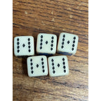 Vintage Poker Game Dice Six-Sided White Dice Five Total Queen Jack King Spade