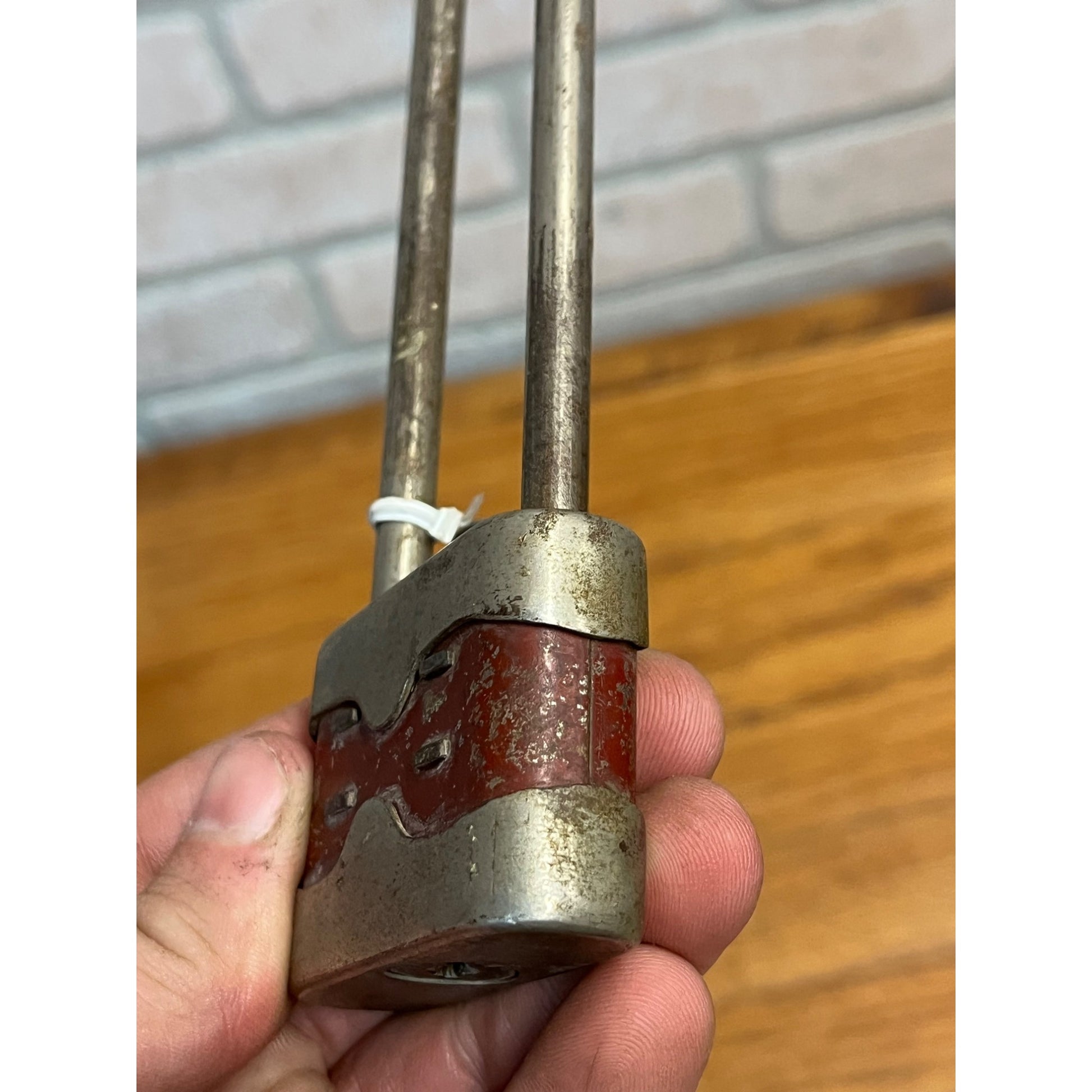 Vintage 1930s Red Bike Lock With Key Bicycle Padlock Long Shackle Works - Yale?