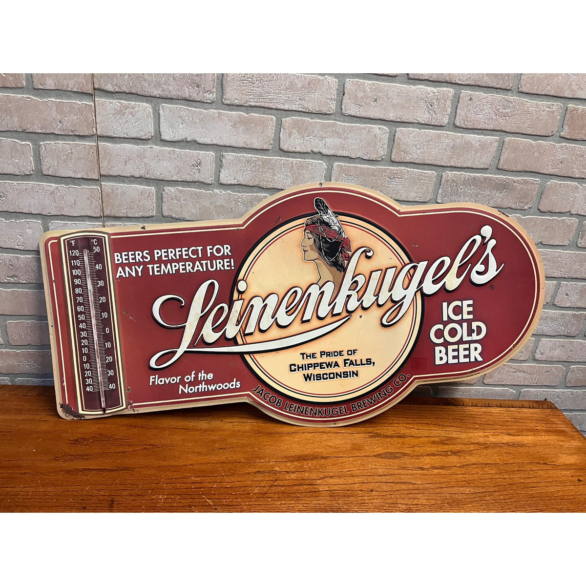 Vintage Leinenkugels Beer Thermometer Sig Indian Maiden Chippewa Falls