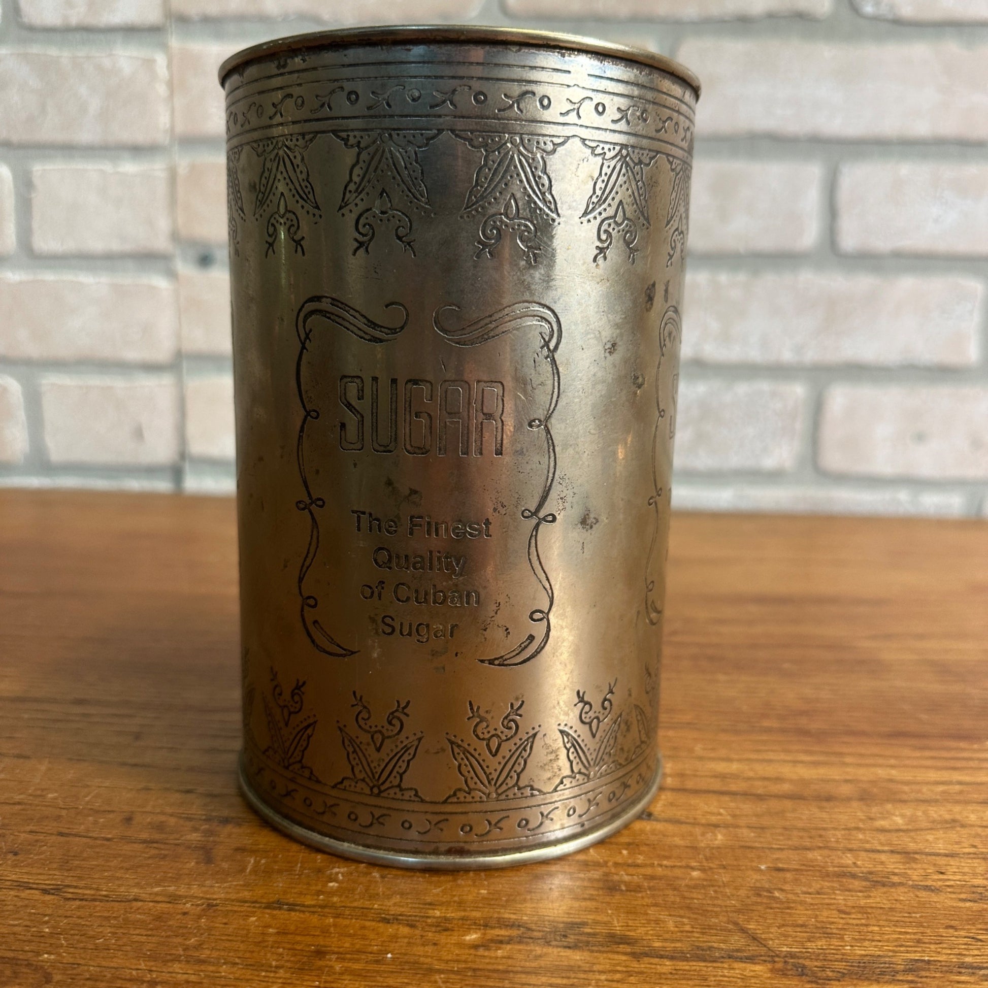 Vintage The Finest Quality of CUBAN SUGAR Silver Plated Brass CAN Country Store