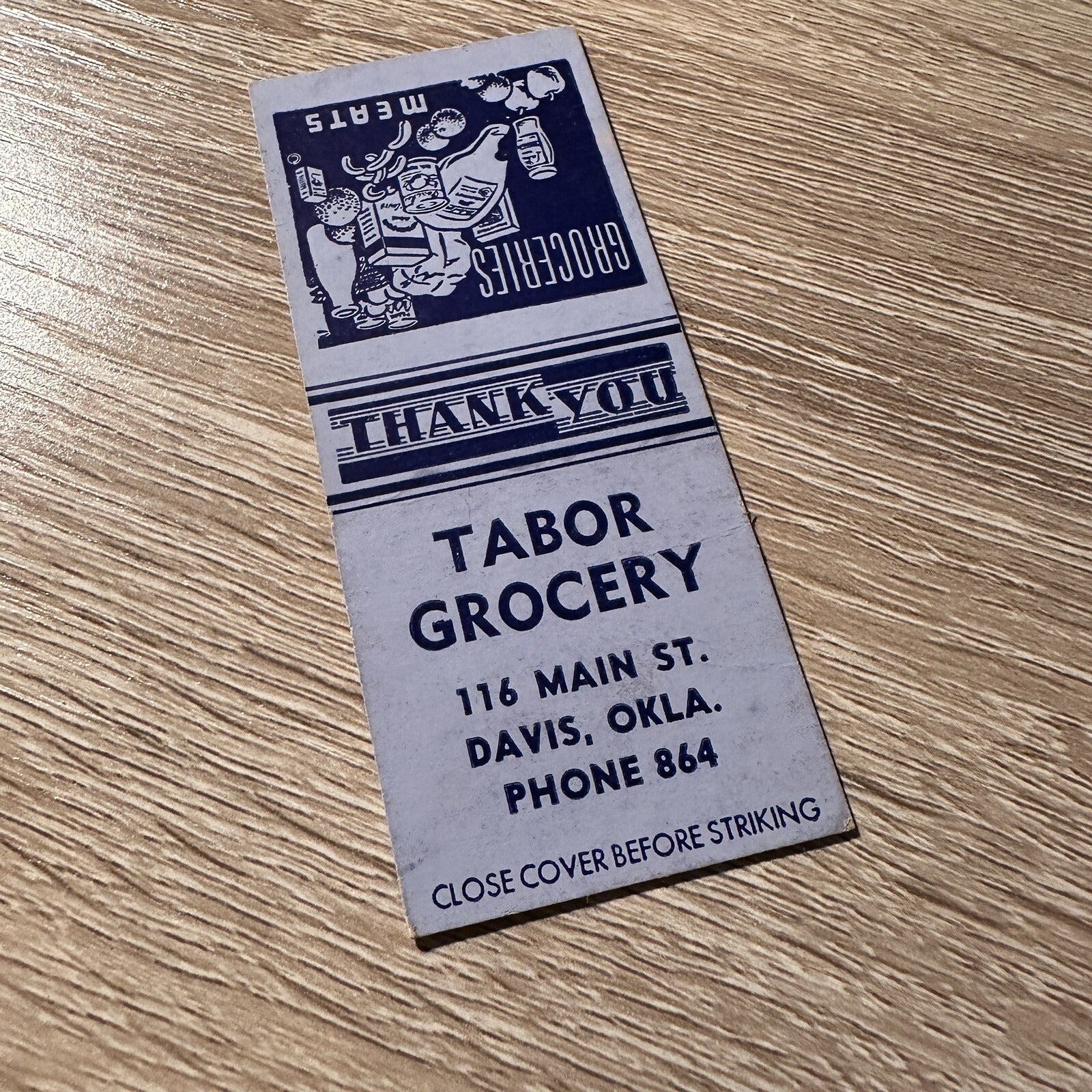 Vintage Tabor Grocery Davis Oklahoma Advertising Matchbook