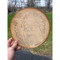 Vintage Native American Pyrography Wooden Wall Plaque Sign Flemish Art