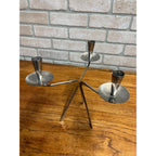 Vintage MCM Gabis Sweden Stainless Steel Triple Candle Stick Holder
