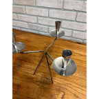 Vintage MCM Gabis Sweden Stainless Steel Triple Candle Stick Holder