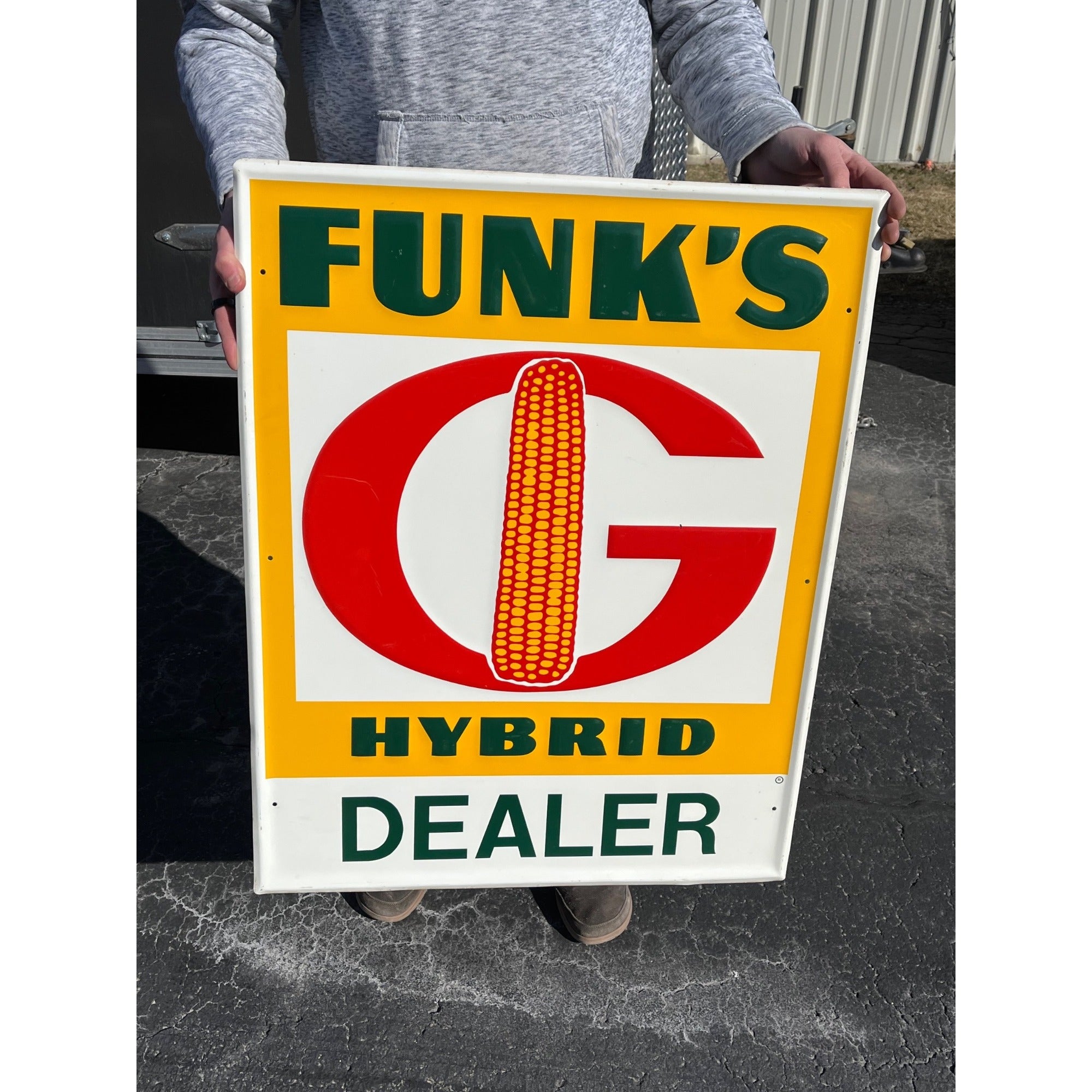 Vintage Funk's G Hybrid Corn Seed Dealer Sign Farm Agricultural Corn