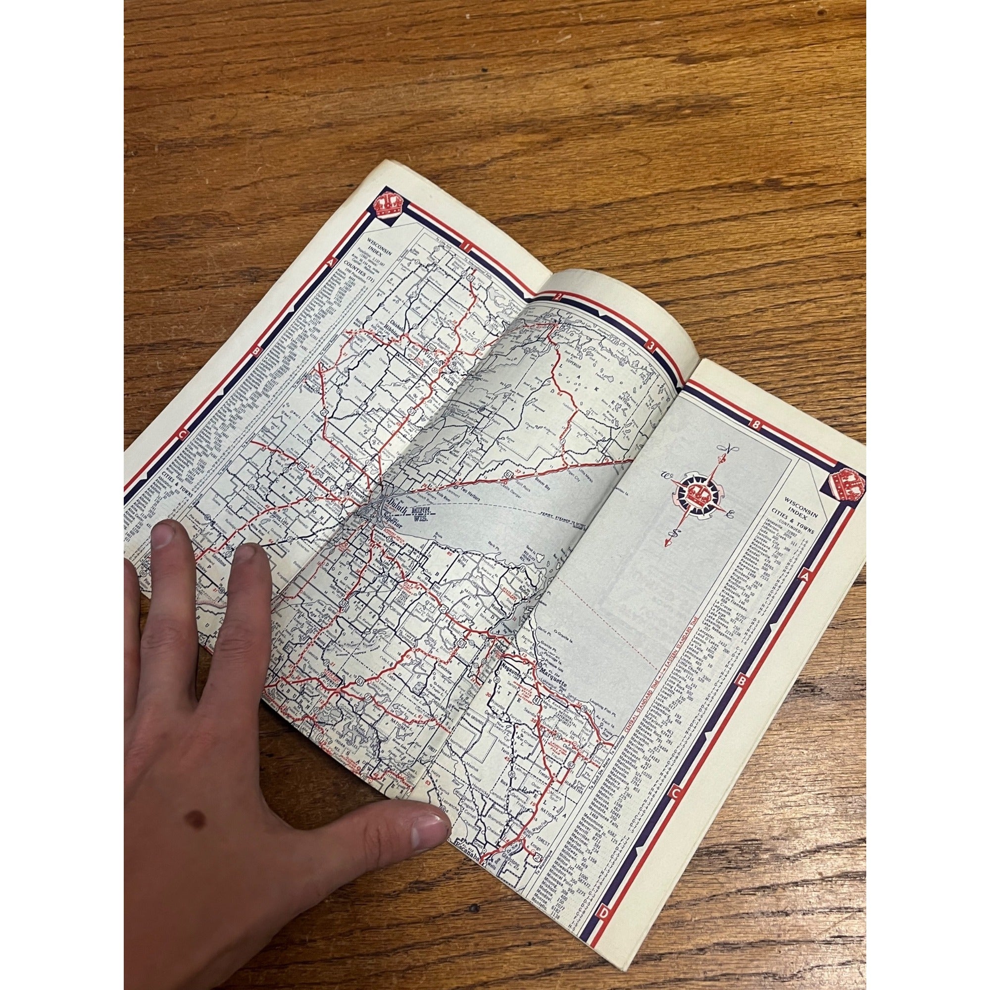 Vintage 1930s Wisconsin Standard Oil Red Crown Gas Service Station Road Map WI