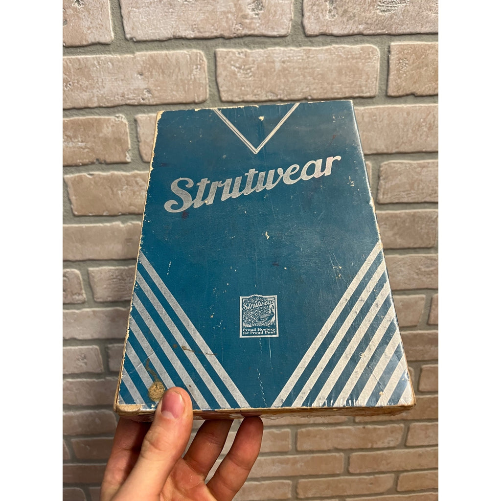 Vintage Strutwear Hosiery Stocking Empty Store Display Box 1930s Blue Silver