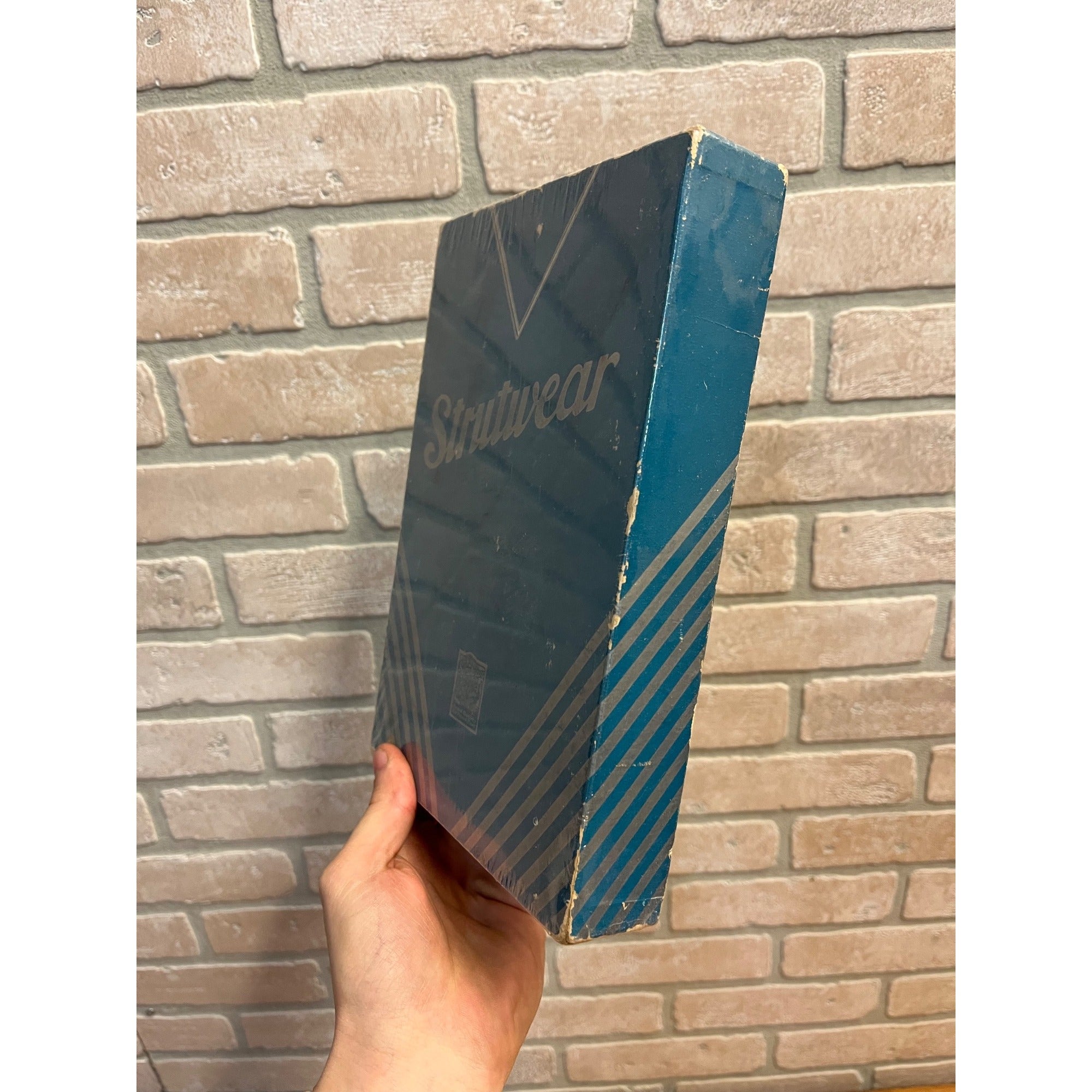 Vintage Strutwear Hosiery Stocking Empty Store Display Box 1930s Blue Silver