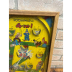 Vintage 1930s Baseball Poosh-M-Up Marble Pinball Table Top Game Wood Frame