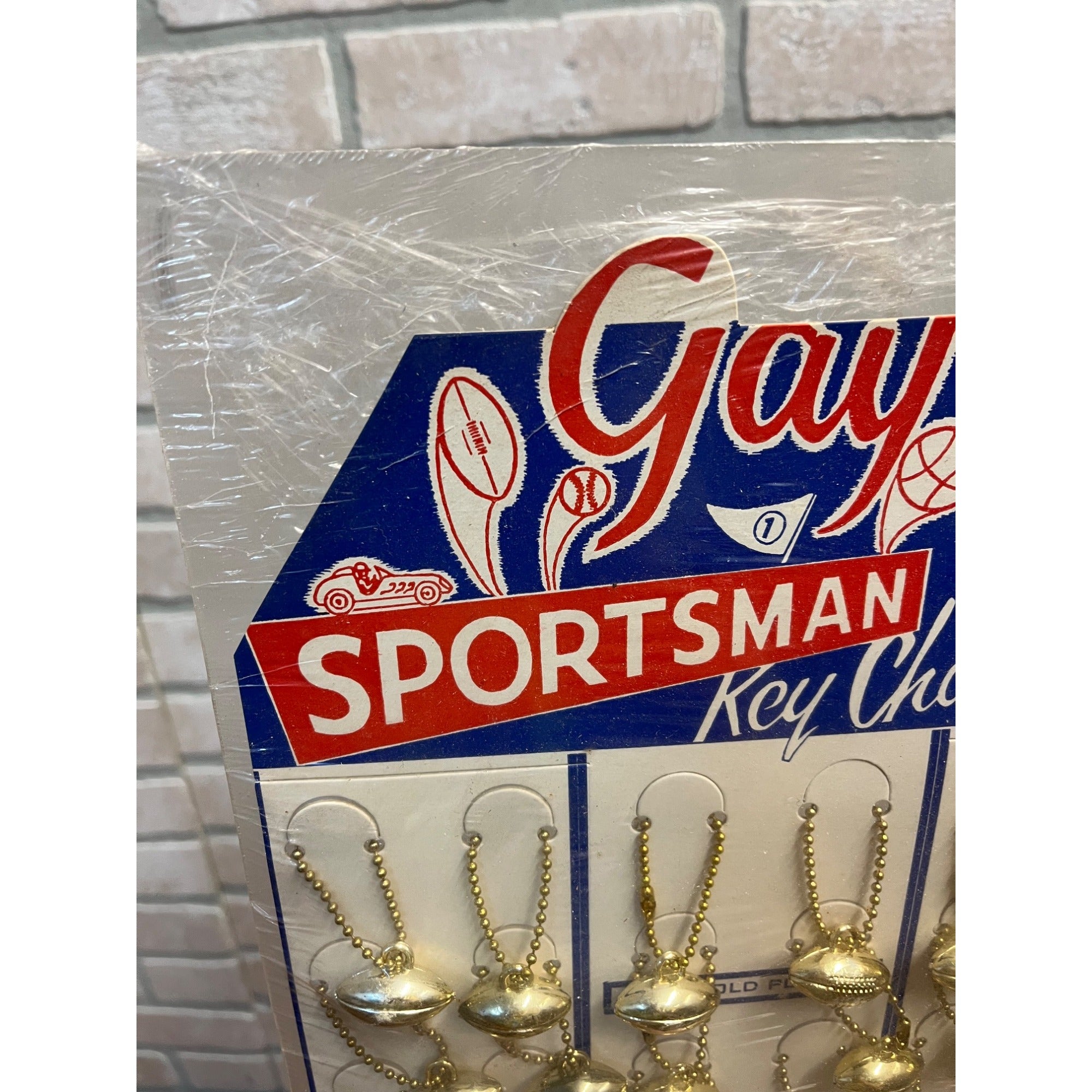 Vintage Gay Sportsman Football Key Chain Store Display Sign 24k Gold Plated