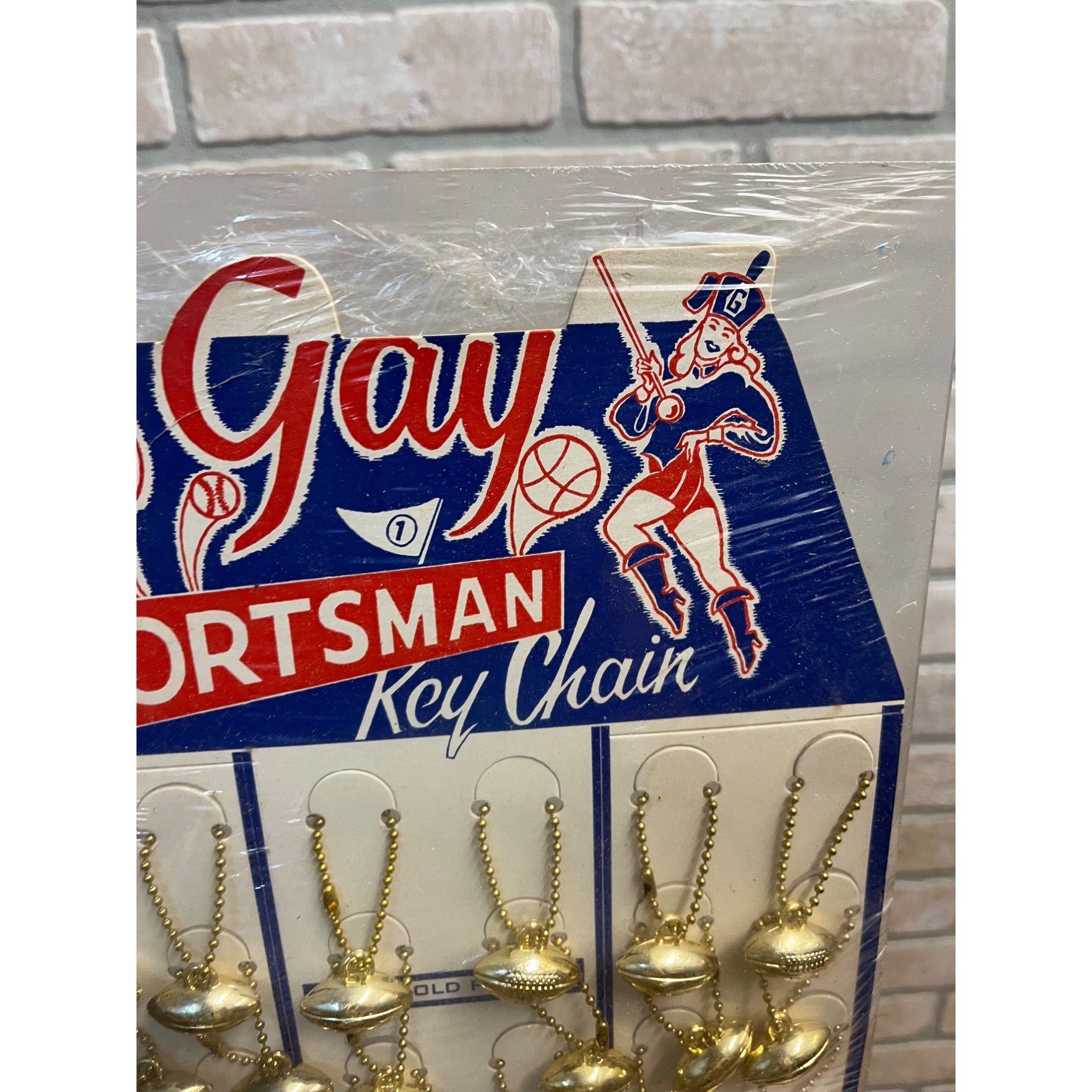 Vintage Gay Sportsman Football Key Chain Store Display Sign 24k Gold Plated