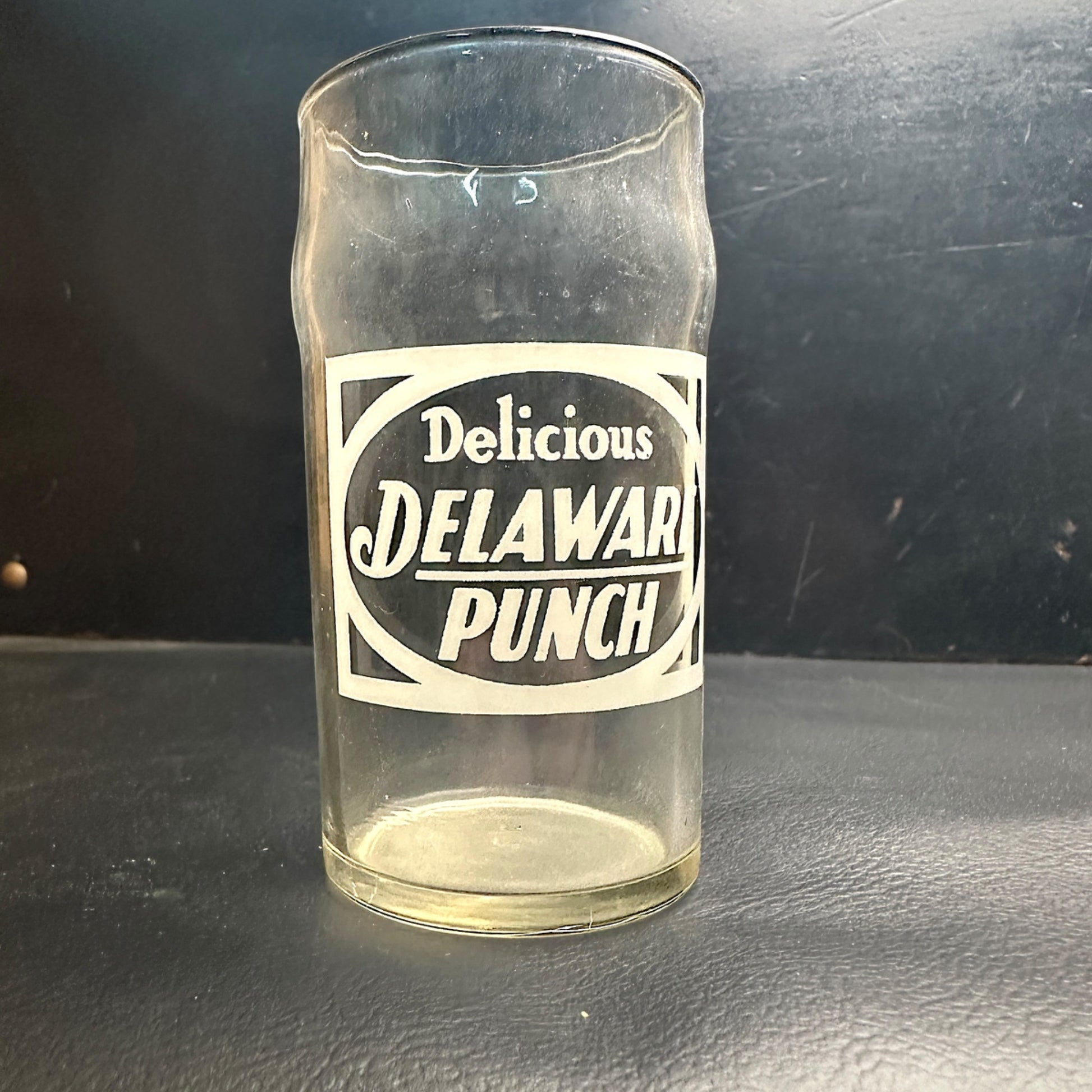 Vintage Deleware Punch White ACL Soda Fountain Glass Drinking Cup