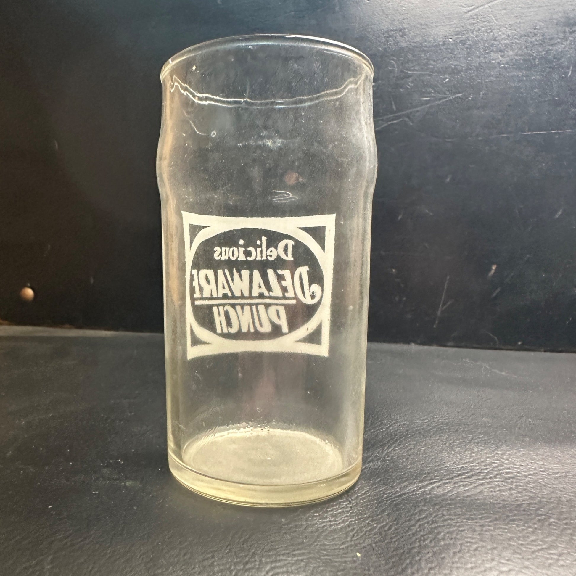 Vintage Deleware Punch White ACL Soda Fountain Glass Drinking Cup