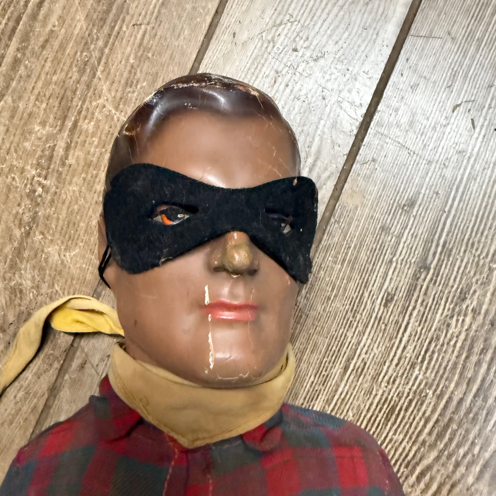 RARE Vintage Lone Ranger Western Cowboy Composition 25" Doll Figure  AS-IS