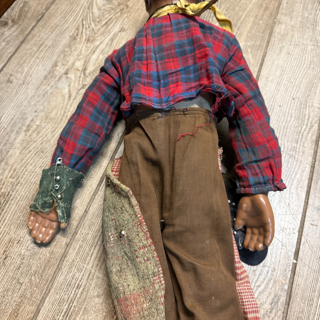 RARE Vintage Lone Ranger Western Cowboy Composition 25" Doll Figure  AS-IS
