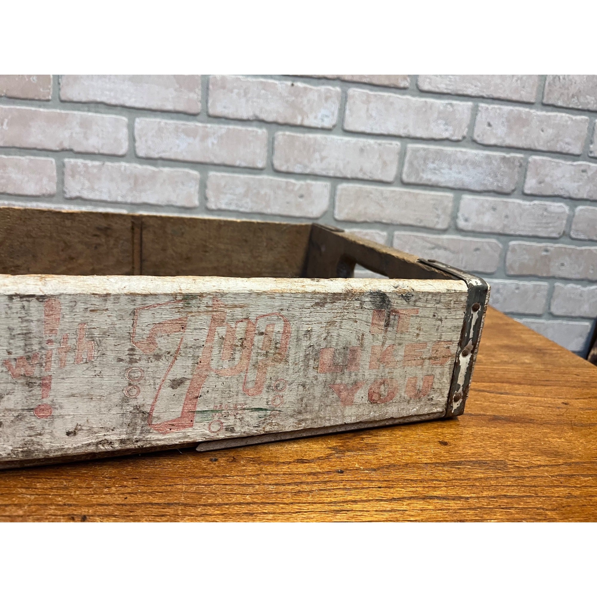 Vintage 7UP Seven-UP Wooden Soda Bottle Carrier Case Crate Sheboygan Wis