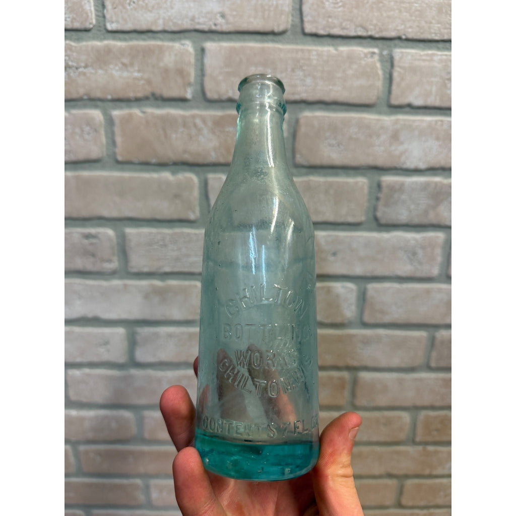 Vintage c1930s Chilton Bottling Works Wis Soda Bottle 7oz Wisconsin WI Aqua