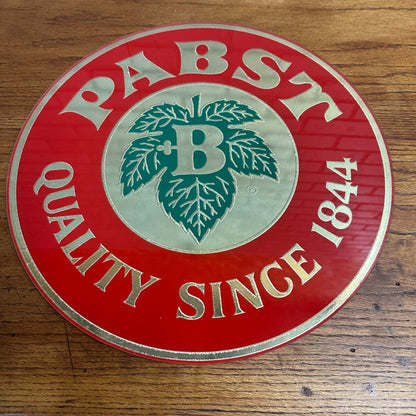 Vintage Pabst Blue Ribbon Beer Sign Reverse Painted Glass ROG Beeco PBR