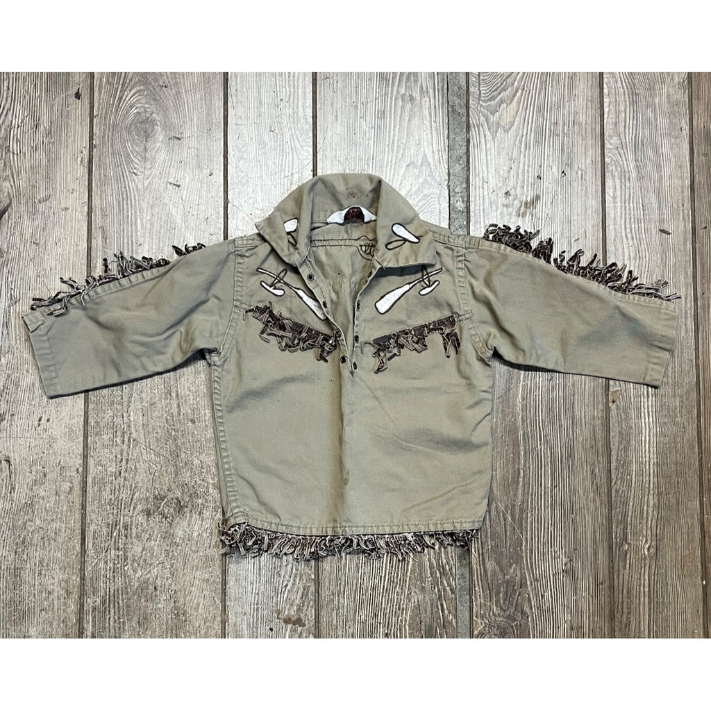 Vintage 1950s Child's Play Jacket Davy Crockett Western Wolf of Waco Ace Gilman
