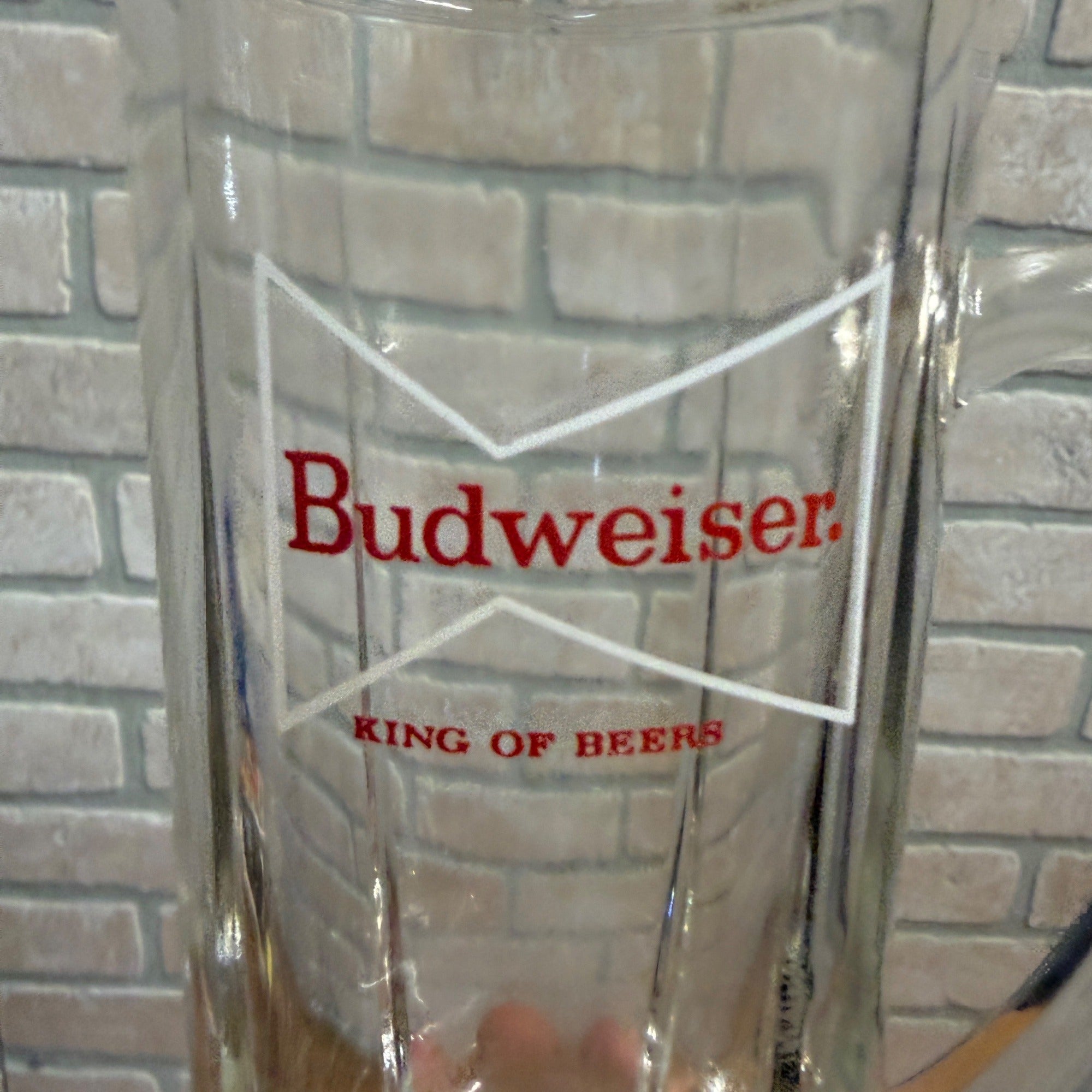 Budweiser King of Beer Tankard Heavy Walled Mug Glass 6.25" Anheuser Busch