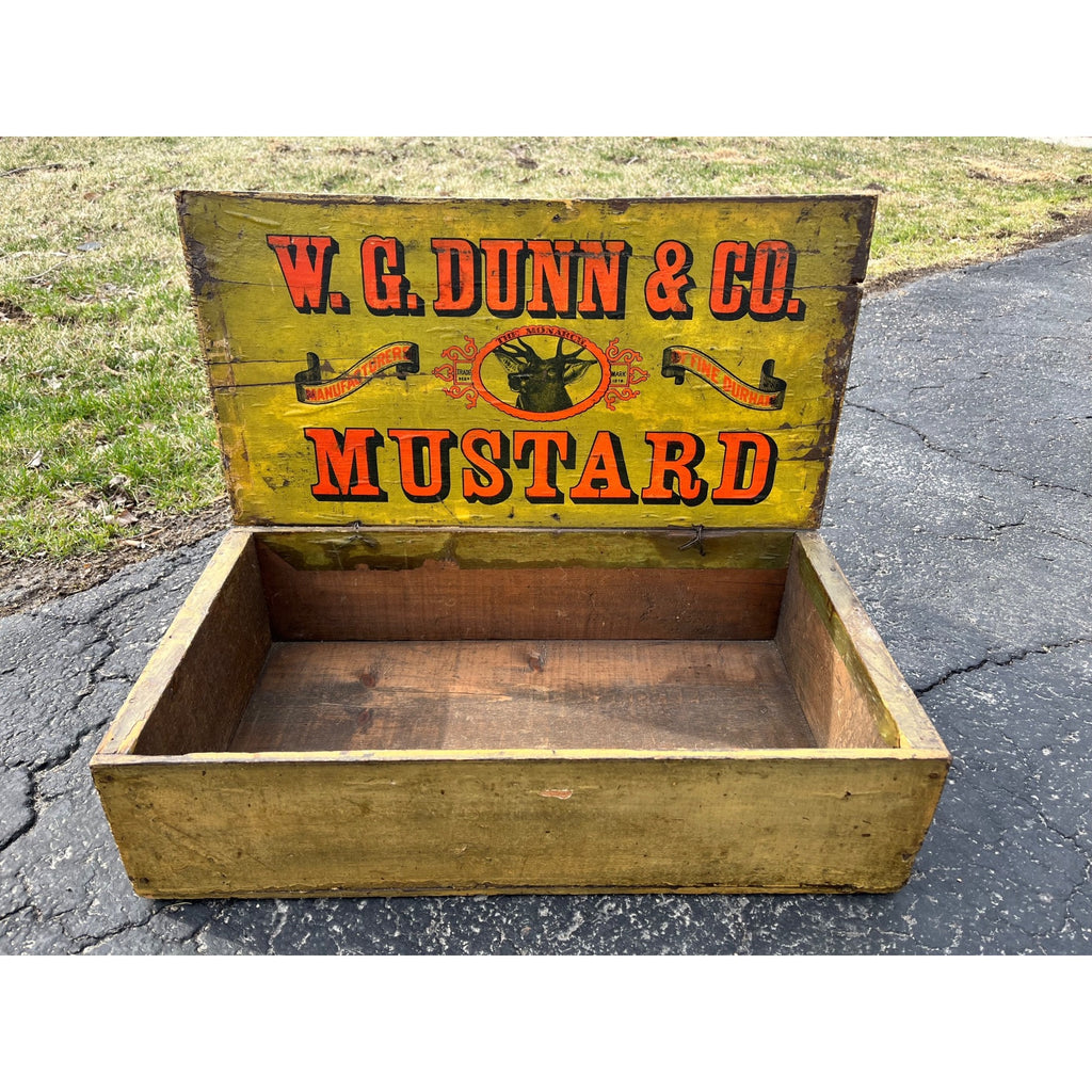 SCARCE Dunn Mustard Co General Store Display Crate Exceptional Primitive Yellow Box