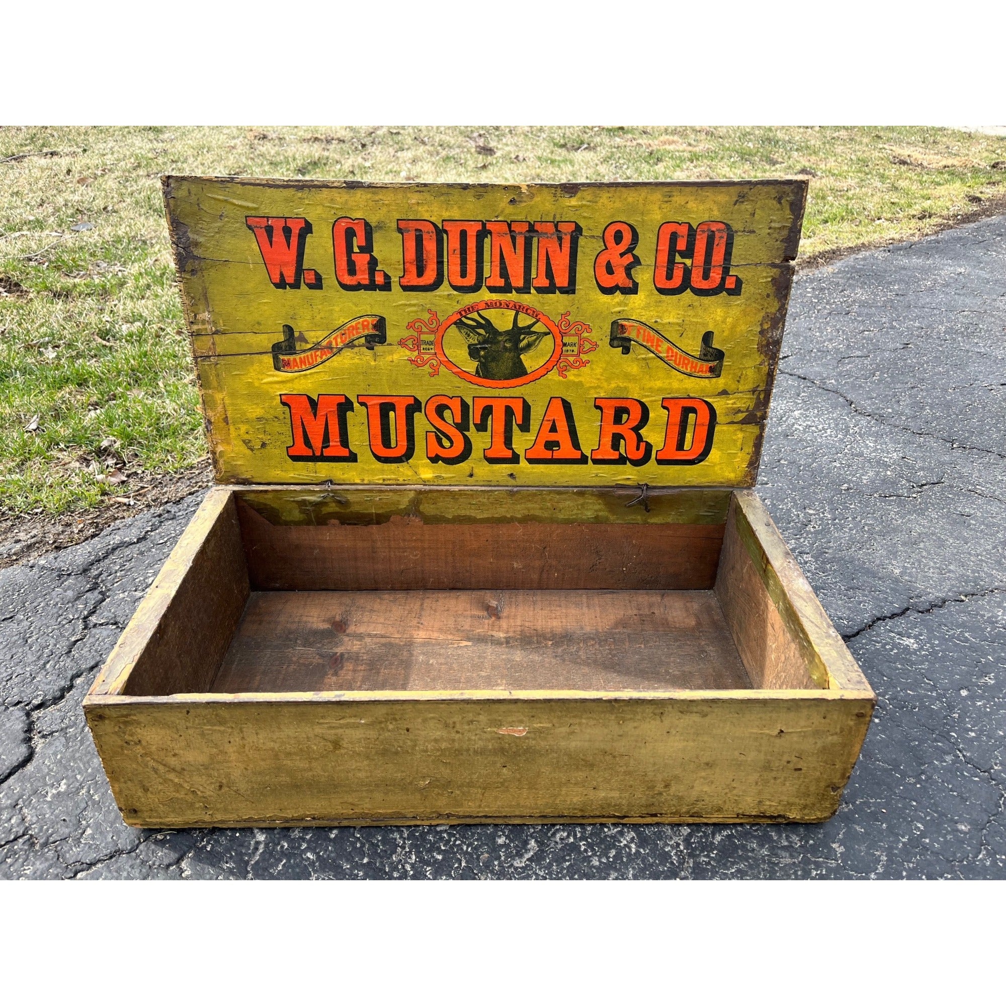 SCARCE Dunn Mustard Co General Store Display Crate Exceptional Primitive Yellow Box