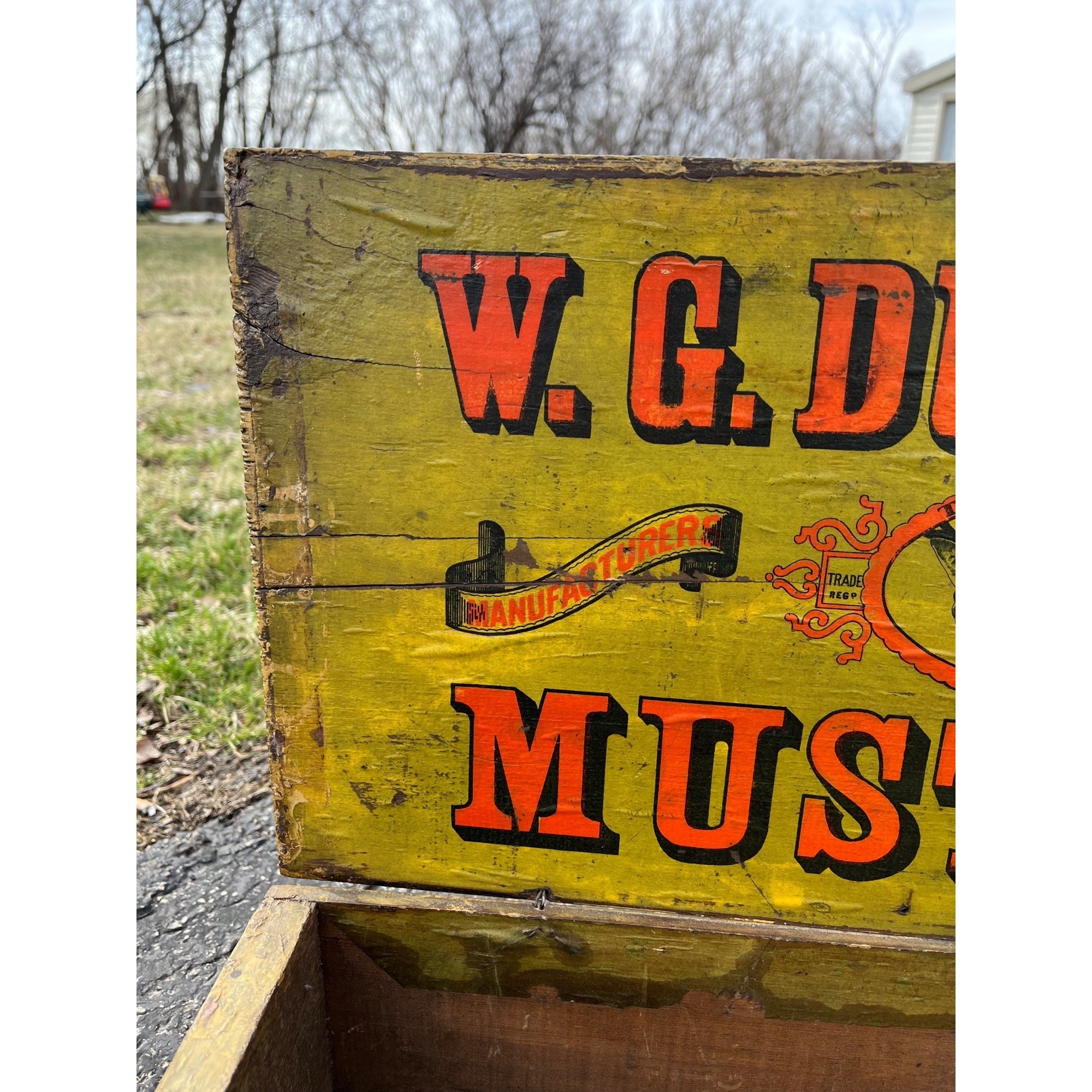 SCARCE Dunn Mustard Co General Store Display Crate Exceptional Primitive Yellow Box