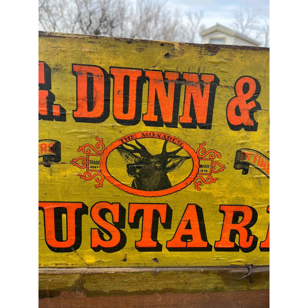 SCARCE Dunn Mustard Co General Store Display Crate Exceptional Primitive Yellow Box