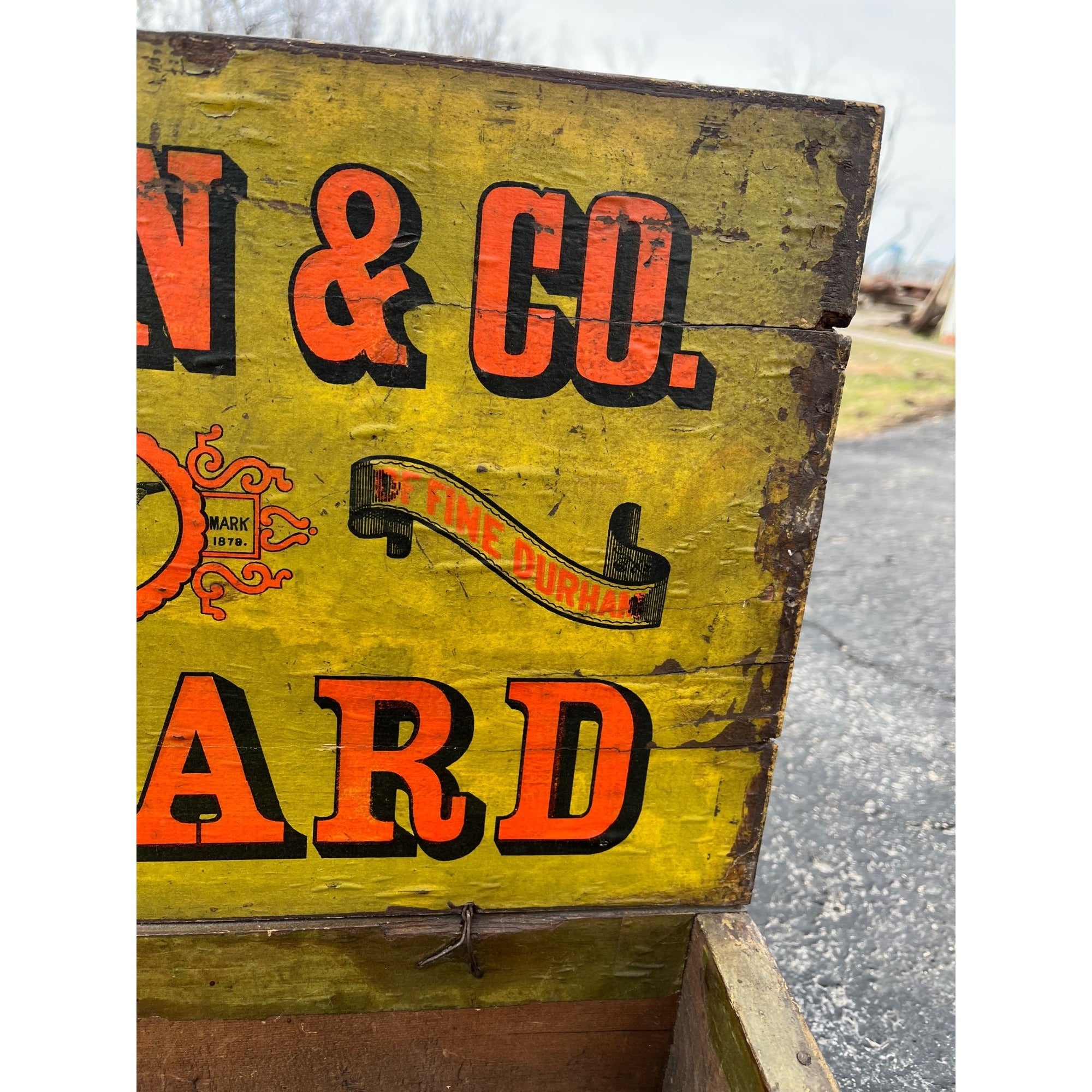 SCARCE Dunn Mustard Co General Store Display Crate Exceptional Primitive Yellow Box
