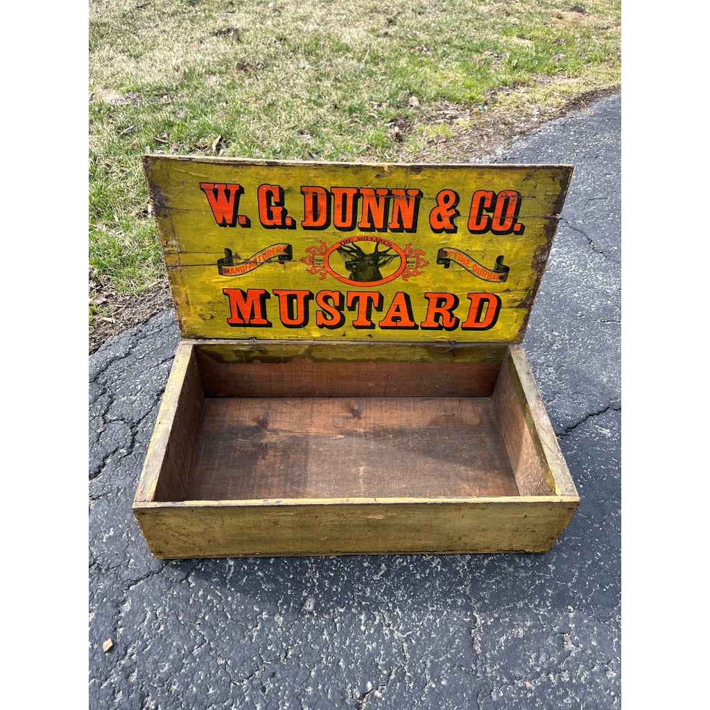 SCARCE Dunn Mustard Co General Store Display Crate Exceptional Primitive Yellow Box