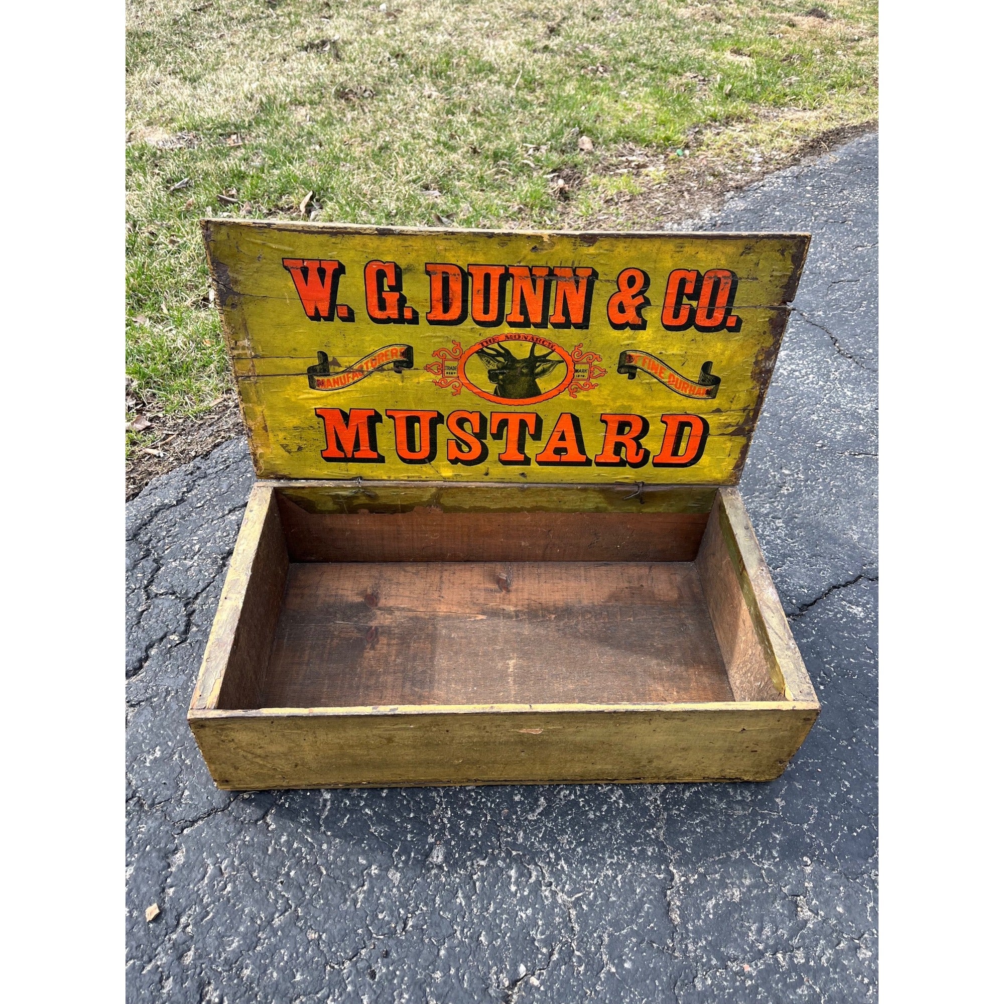 SCARCE Dunn Mustard Co General Store Display Crate Exceptional Primitive Yellow Box