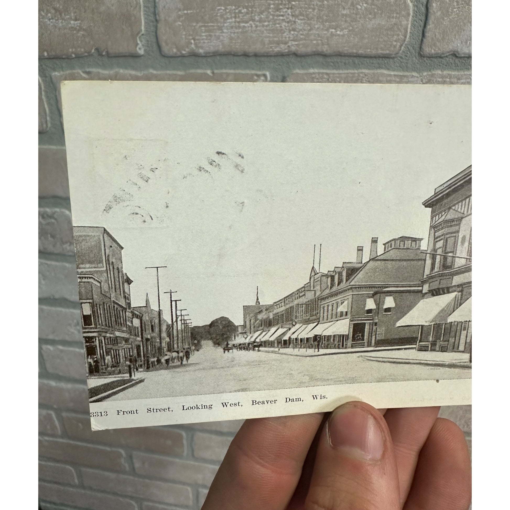 Beaver Dam Wis Postcard Front Street looking West Wisconsin 1908