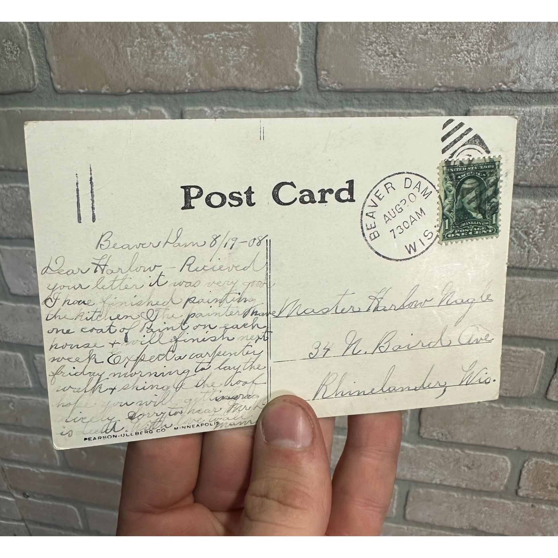 Beaver Dam Wis Postcard Front Street looking West Wisconsin 1908
