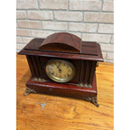Antique Vintage Seth Thomas Mantle Clock With Lion Head Handles + Key