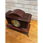 Antique Vintage Seth Thomas Mantle Clock With Lion Head Handles + Key