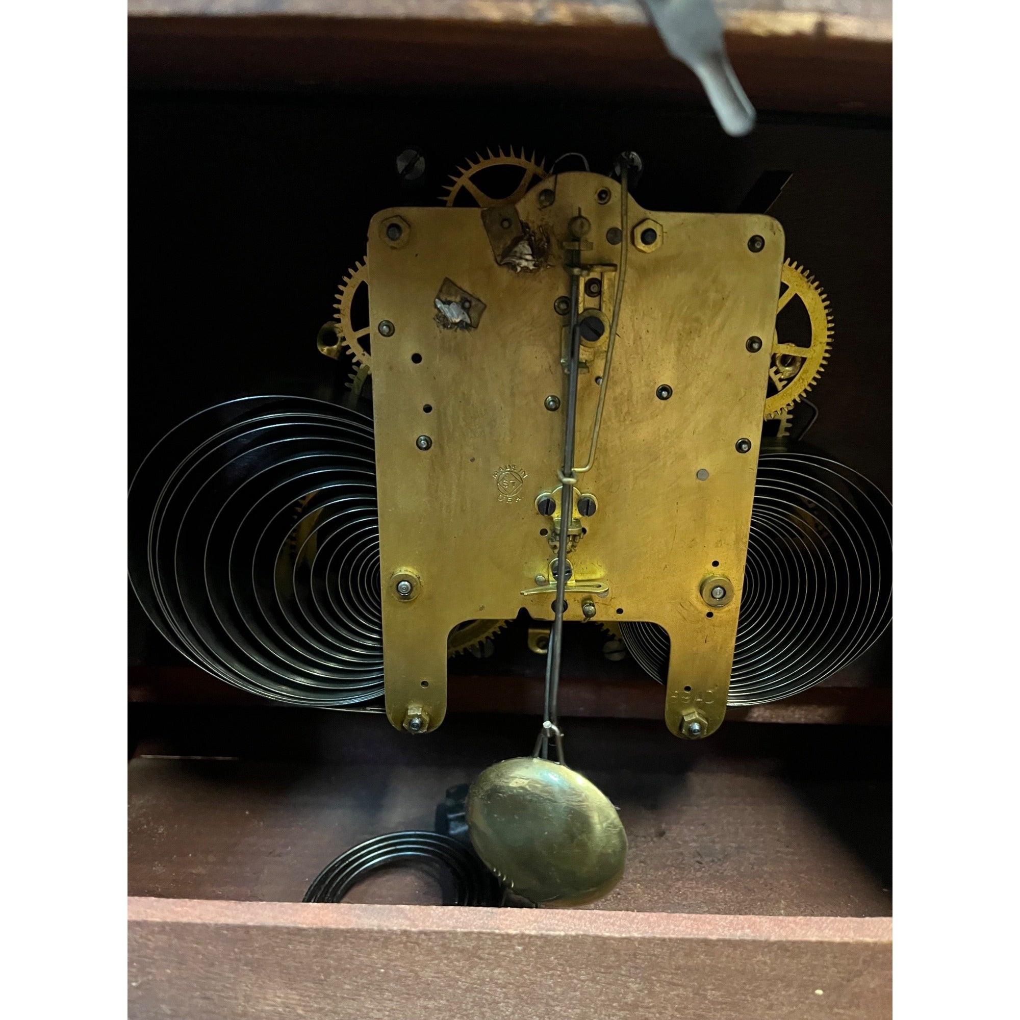 Antique Vintage Seth Thomas Mantle Clock With Lion Head Handles + Key