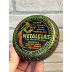Antique Metalglas Glass Tile Gold Polish Cleaner Tin Litho Can Belvidere IL